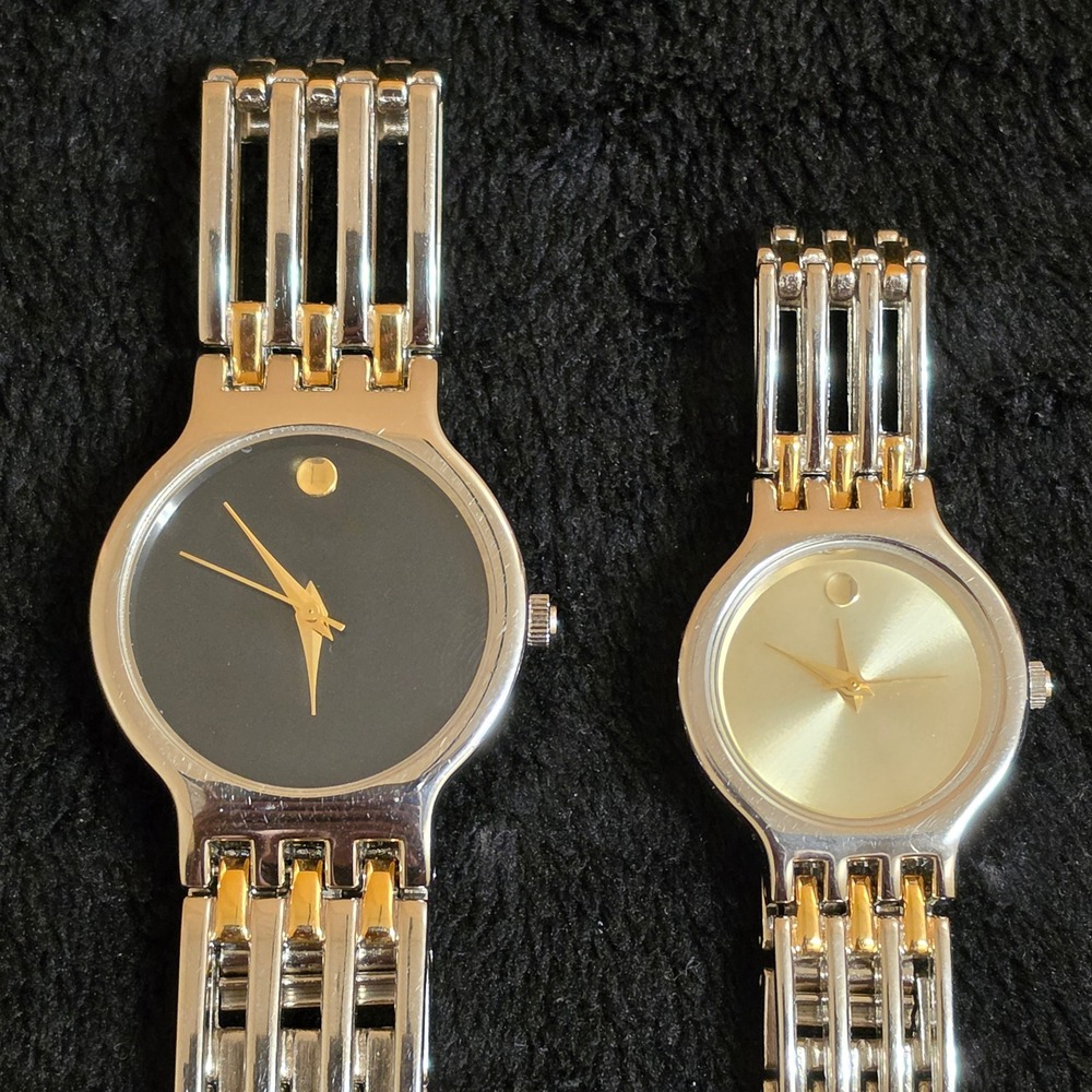 Matching His & Hers Quartz Watch Set Two Tone Silver Gold Black Gold Working*